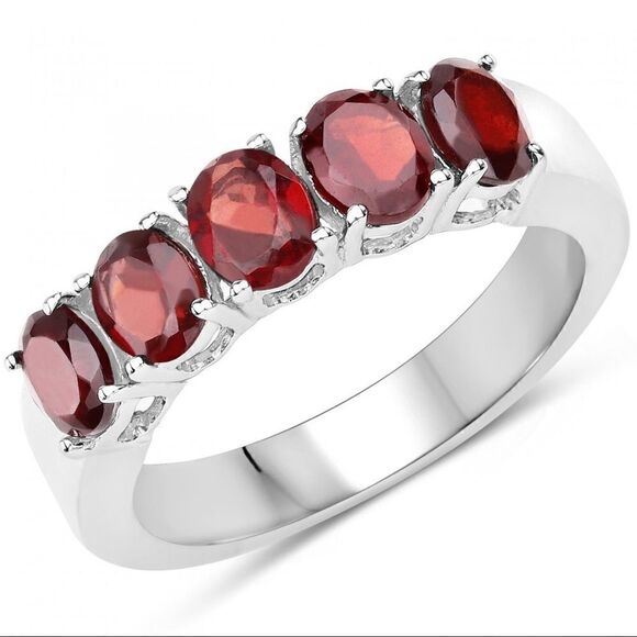 Stunning White Gold Rhodium Over Sterling Silver 2.50 CTW Garnet Size 7 Ring - Picture 1 of 4